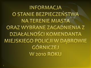 Analiza zdarzeń przestępczych na terenie KMP Dąbrowa Górnicza