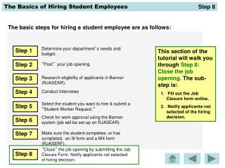 The basic steps for hiring a student employee are as follows: