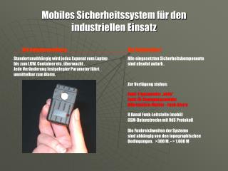 Mobiles Sicherheitssystem für den industriellen Einsatz