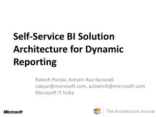 Self-Service BI Solution Architecture for Dynamic Reporting