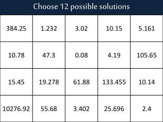 Choose 12 possible solutions