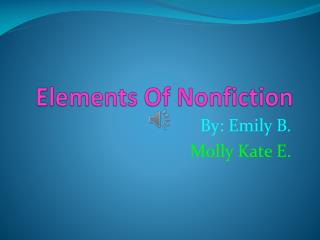 Elements Of Nonfiction