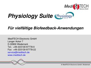 Physiology Suite Für vielfältige Biofeedback-Anwendungen