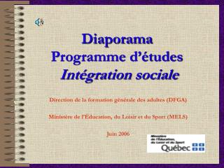 Diaporama Programme d’études Intégration sociale