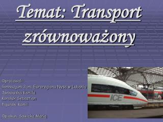 Temat: Transport zrównoważony