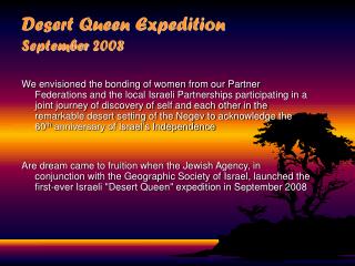 Desert Queen Expedition September 2008