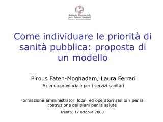 Come individuare le priorità di sanità pubblica: proposta di un modello
