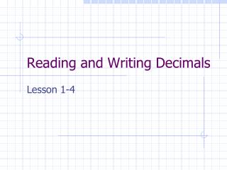 Reading and Writing Decimals