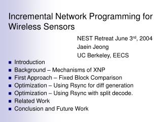 Incremental Network Programming for Wireless Sensors