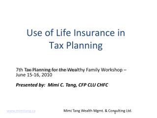 Use of Life Insurance in Tax Planning