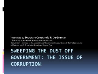 Sweeping the dust off government: the issue of corruption