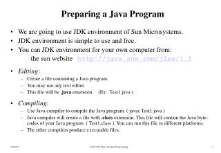 Preparing a Java Program