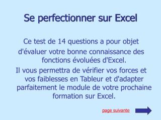 Se perfectionner sur Excel