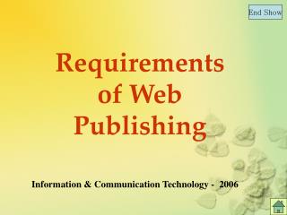 Requirements of Web Publishing