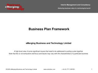 Business Plan Framework