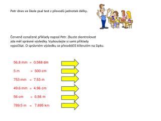 Petr dnes ve škole psal test z převodů jednotek délky .