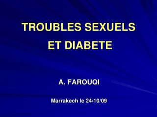 TROUBLES SEXUELS ET DIABETE