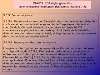 CHAP 3. RDA règles générales communications- interruption des communications .1/6.