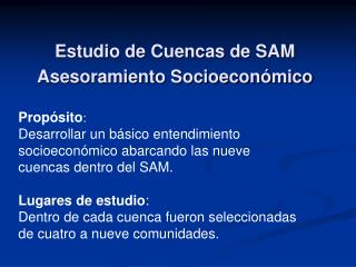 Estudio de Cuencas de SAM Asesoramiento Socioeconómico