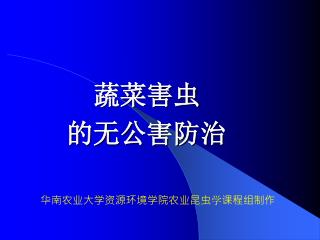 蔬菜害虫 的无公害防治