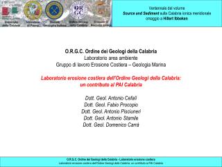 O.R.G.C. Ordine dei Geologi della Calabria - Laboratorio erosione costiera