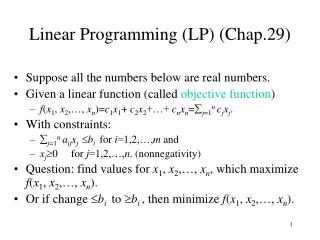 Linear Programming (LP) (Chap.29)
