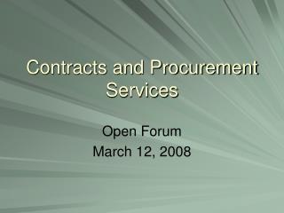 Contracts and Procurement Services