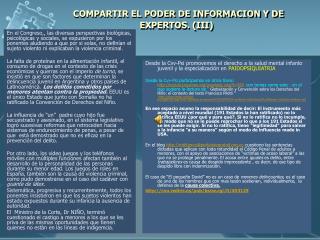 COMPARTIR EL PODER DE INFORMACION Y DE EXPERTOS. (III)
