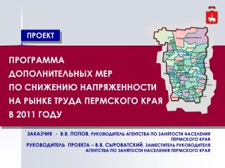 ПРОГРАММА ДОПОЛНИТЕЛЬНЫХ МЕР ПО СНИЖЕНИЮ НАПРЯЖЕННОСТИ НА РЫНКЕ ТРУДА ПЕРМСКОГО КРАЯ В 2011 ГОДУ