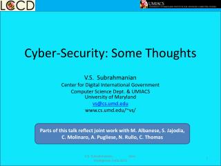 Cyber-Security: Some Thoughts