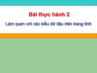 Làm quen với các kiểu dữ liệu trên trang tính