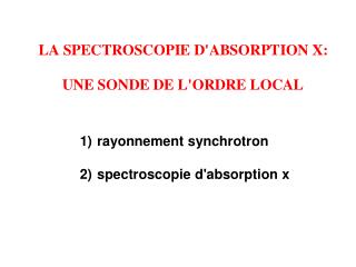 rayonnement synchrotron spectroscopie d'absorption x