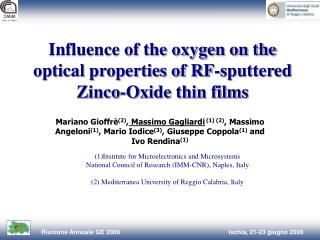 Influence of the oxygen on the optical properties of RF-sputtered Zinco-Oxide thin films