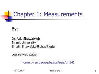 Chapter 1: Measurements