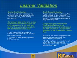 Learner Validation