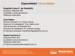 Especialidad: Clínica Médica