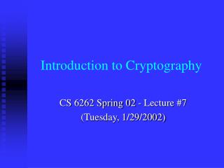 Introduction to Cryptography