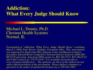 Addiction: What Every Judge Should Know