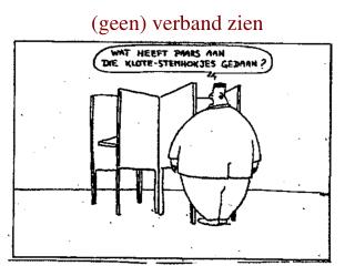 (geen) verband zien