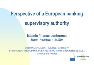 Perspective of a European banking supervisory authority
