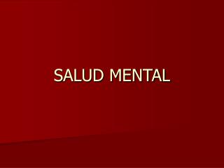 SALUD MENTAL