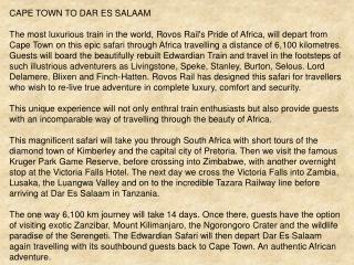 CAPE TOWN TO DAR ES SALAAM