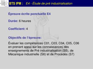 E4 - Étude de pré industrialisation