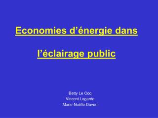 Economies d’énergie dans l’éclairage public