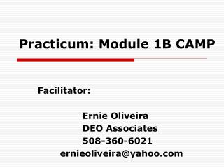 Practicum: Module 1B CAMP