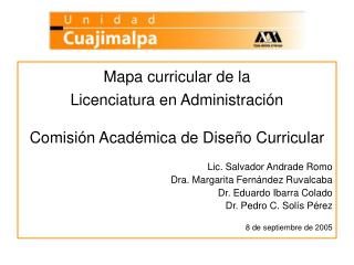 Mapa curricular de la Licenciatura en Administración Comisión Académica de Diseño Curricular