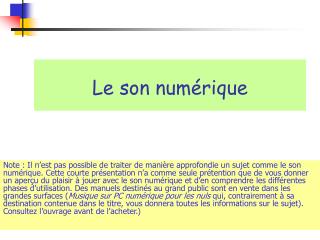 Le son numérique