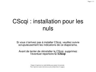 CScqi : installation pour les nuls