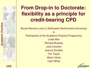 From Drop-in to Doctorate: flexibility as a principle for credit-bearing CPD