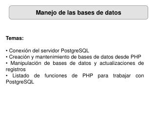 Manejo de las bases de datos